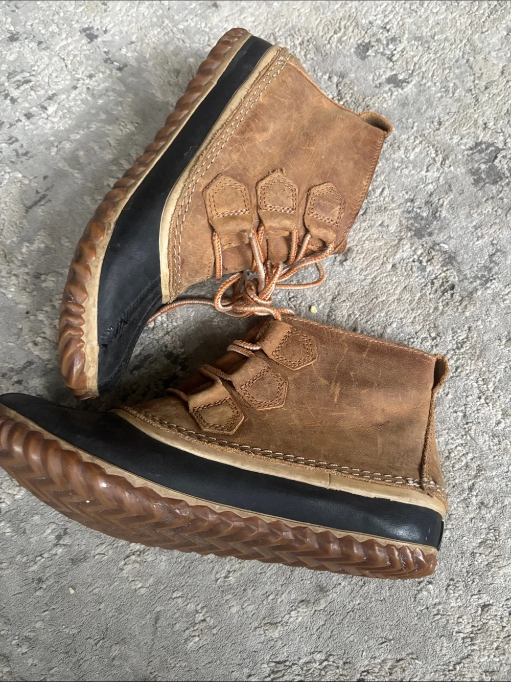 Sorel Tan and Black Lace-Up Waterproof Boots